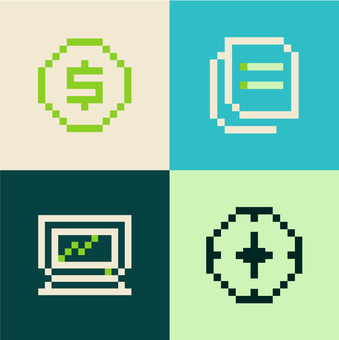 A grid of benefits themed icons